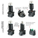 XB4 Key Select Knob Switch 22mm 2/3 Position Self Locking Momentary Self Reset Key Emergency Stop Power Push Button Switch 10A