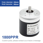 AUCHTEL 44mm IP67 Incremental Encoder 6mm Shaft Rotary Switch AB 2 Phases 10-1024-2500-3600 360 400 500 PPR 5-24VDC