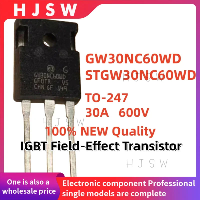 5/10/20PCS 100% Brand New and Quality STGW30NC60WD GW30NC60WD TO-247 30A 600V IGBT Field-Effect Transistor