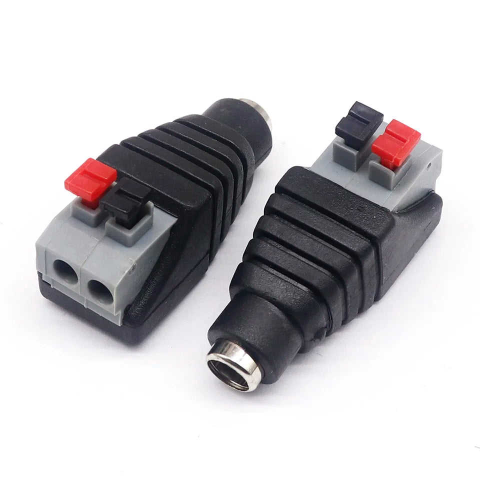 5pcsDC male and female power connector 5.5*2.1mm plug positive and negative to solderless pressure terminal LED wiring connector