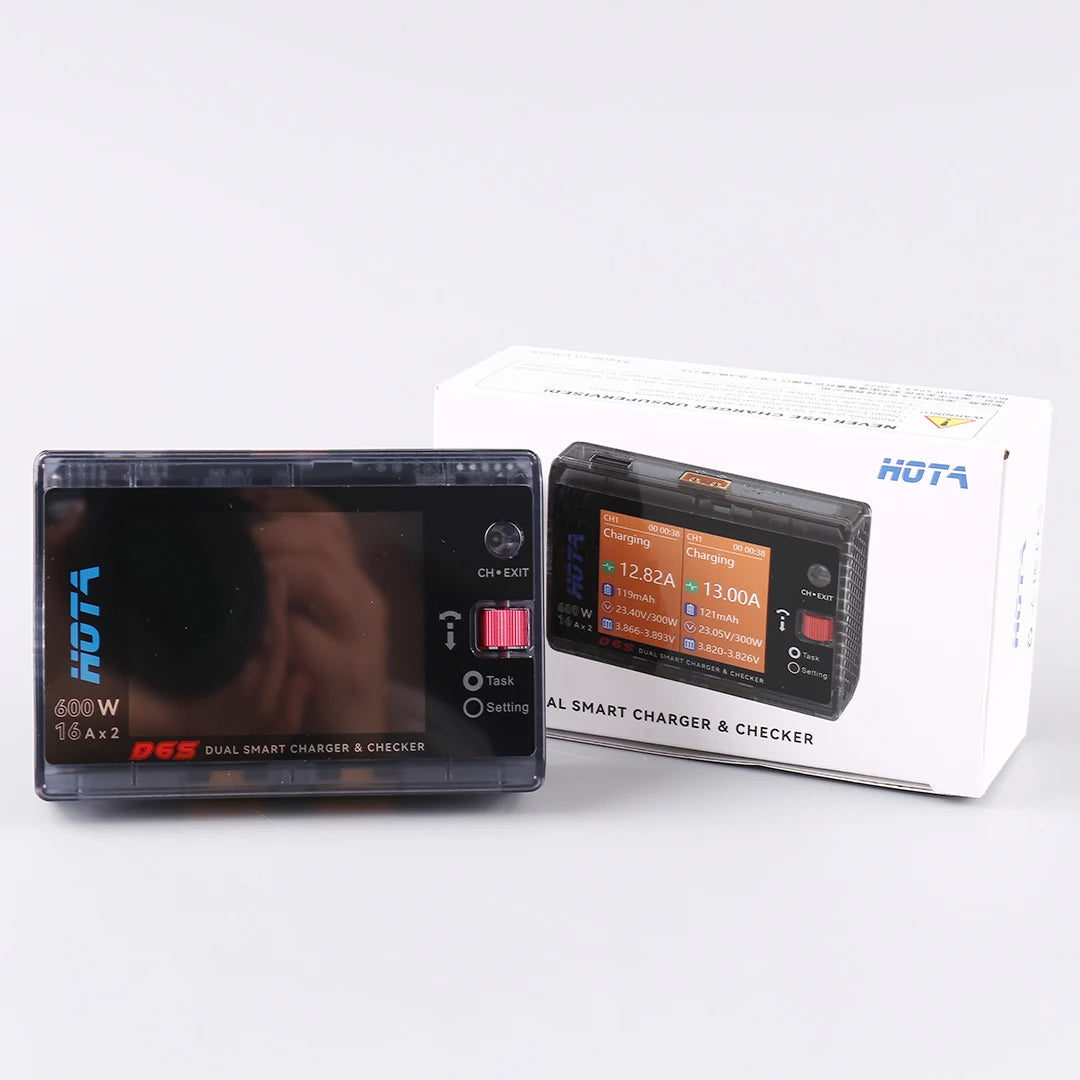 HOTA D6S RC Lipo Battery Charger Magnetic Suction Dual Channel Smart Balance 600W High Power 1-6S Smart Balance Charger