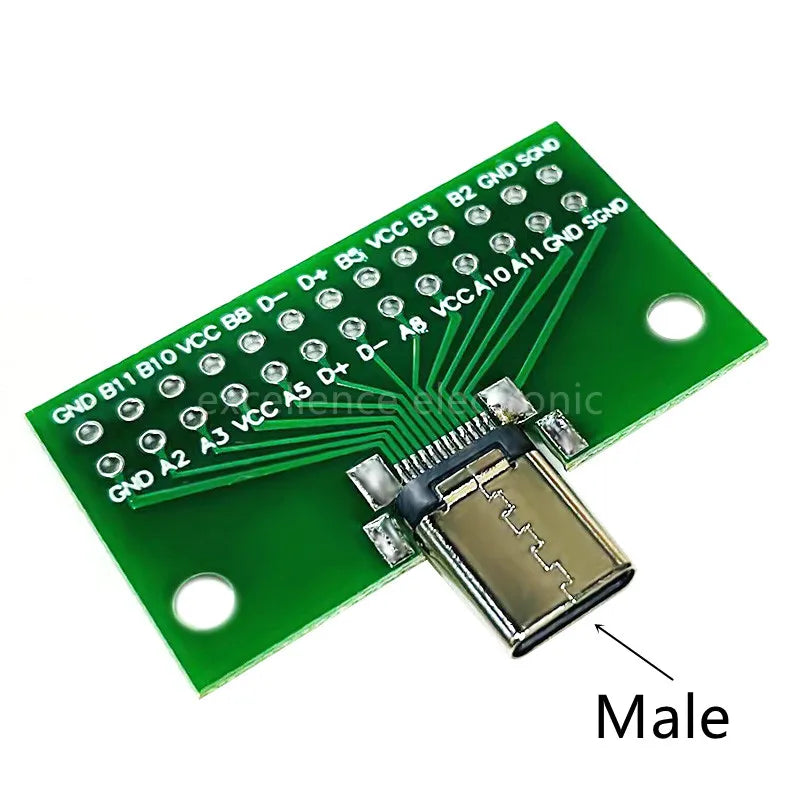 1/2/5pcs Type-C Male Female USB 3.1 Test PCB Board Adapter Type C 24Pin 2.54mm Connector Socket For Data Line Wire Cable Transfe