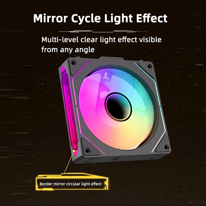 Coolcirc ARGB Infinity Mirror PC Case Fan - 3-Pack 120mm Free Wire-Splicing Cooling Fan with PWM Silent Fan for Computer Case