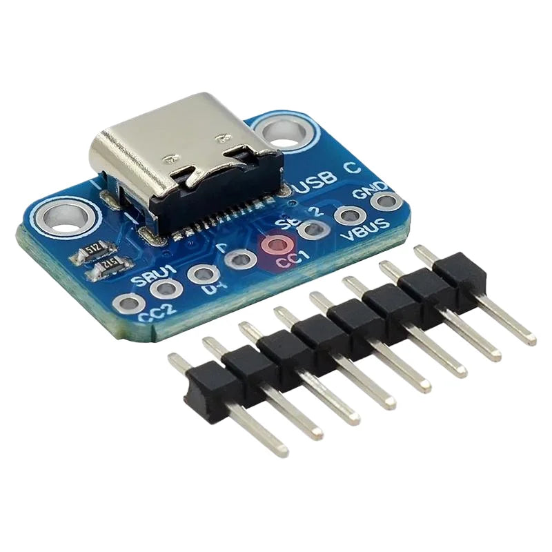 USB TYPE-C Adapter Board 2.54MM CC1 CC2 5.1K Pull-Down Resistor Connection