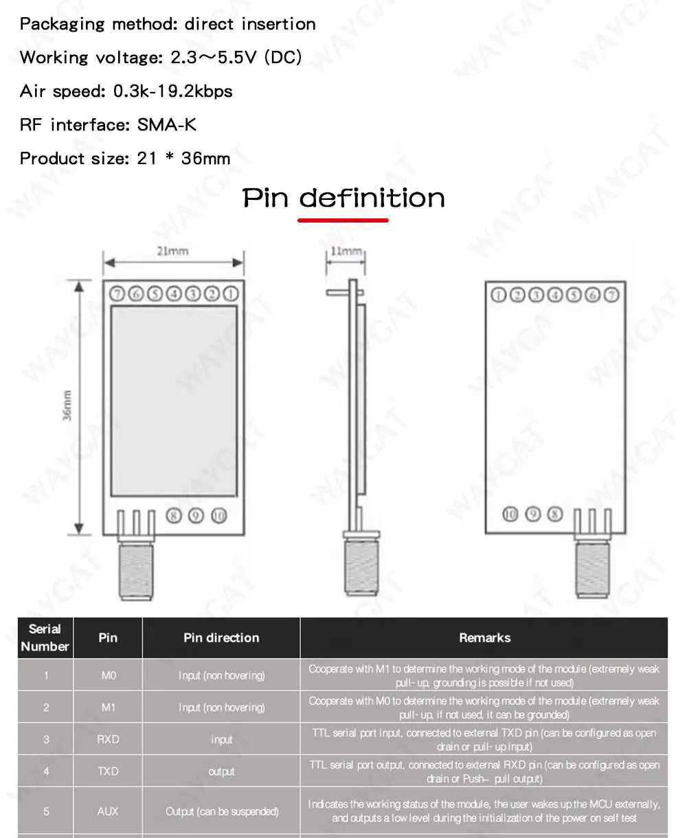 E32-433T20D-V2.0 LoRa SX1278 SX1276 433MHz Module Transmitter Receiver 8000m  UART Long Range 433 MHz 1W Wireless rf Transceiver