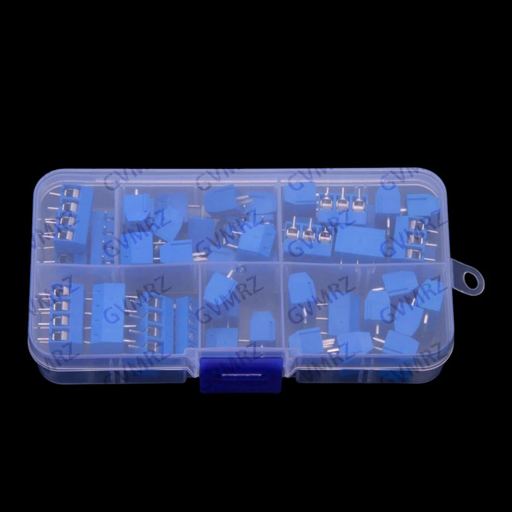 50PCS 2P-4P 5.0MM KF301 2P 3P 4P terminal blocks PCB splicing plug Blue KF301-2P KF301-3P KF301-4P