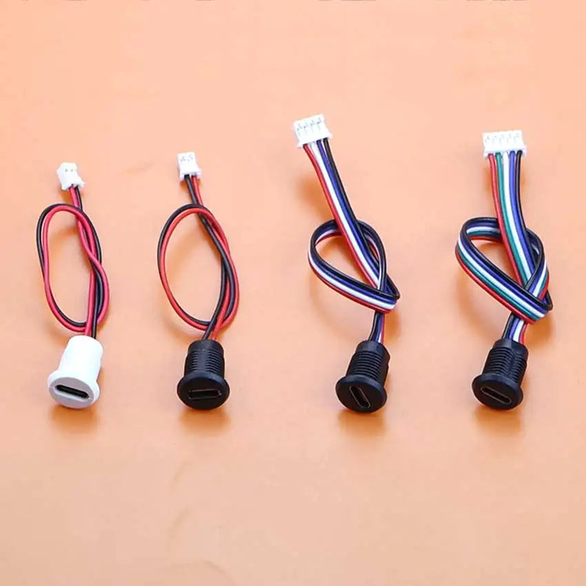 1/5pcs USB Type C Connector Type-C Female Socket With PH2.0 Terminal Nut Locking Plate Waterproof Charging Jack Port 15cm Wire