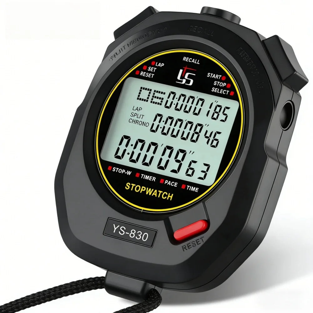 Waterproof Digital Stopwatch, 100-Lap Sports Timer with Neck Lanyard for Running, Swimming, Training - Stopwatch for Men Women