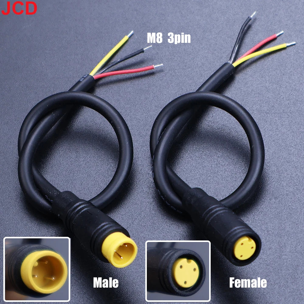 JCD M6 M8 2/3/4/5/6Pin Core 6mm Male Female Julet Electric Ebike Butt Plug Connector Cable Signal Sensor Waterproof Scooter Wire