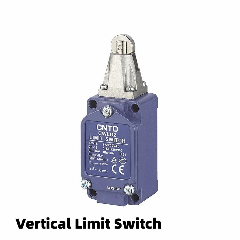 Limit Switch CNTD CWLD2 Roller Plunger Actuator IP66 10A 250VAC 1NO1NC Aluminum Housing Vertical Travel Switch for Machinery Ind