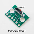 2pcs Micro Mini USB Type C USB 2.0 3.0 Male Female PCB Connector 90 Degree with Pin Header Data Charging Cable Jack Test Board