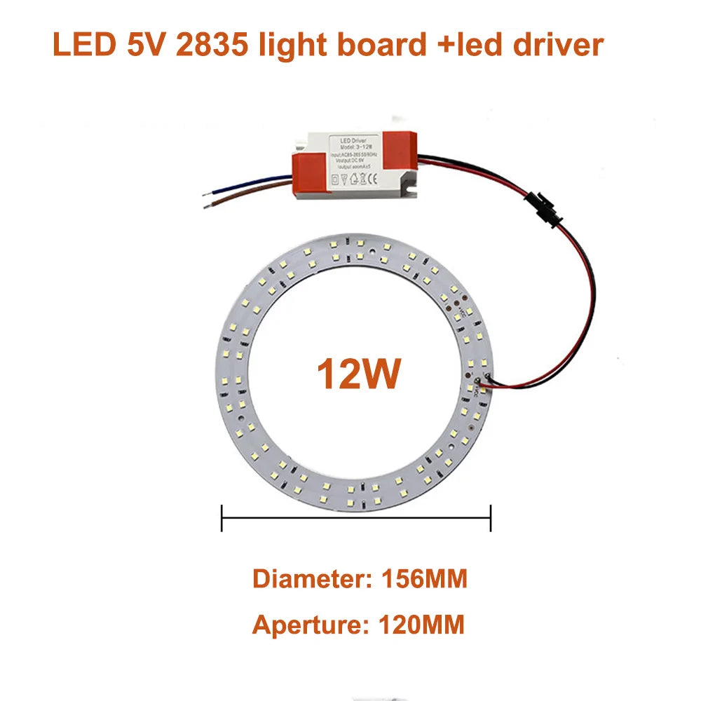 DC5V LED Light Beads Light Source SMD 2835/5730 LED Ring Board Aluminum Lamp Plate Accessorie 10W 12W with SM Female and Driver