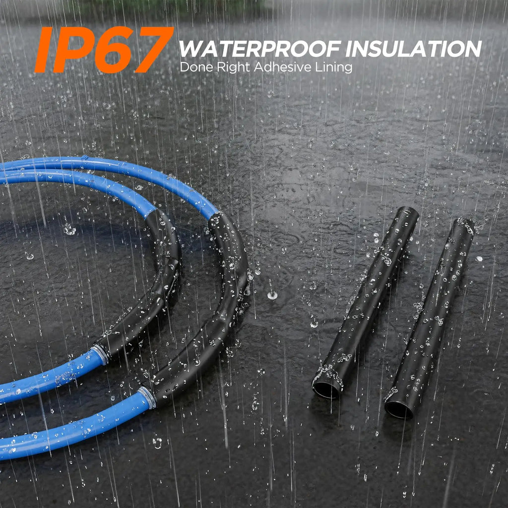 A Roll 4:1 Ratio Heat Shrink Tubing Φ4mm to Φ32m Dual Wall Adhesive Lined Shrinkable Wire Wrap Tube Waterproof Black Sleeves