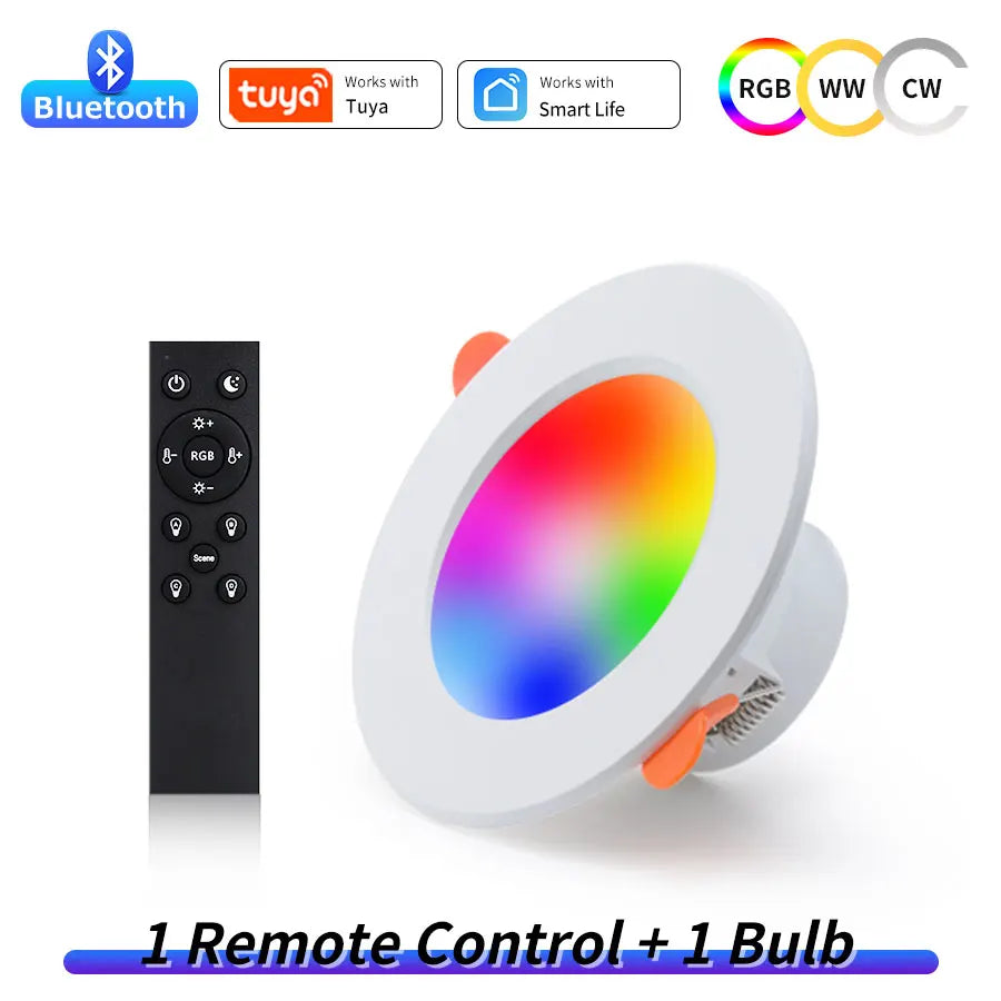 Smart LED Downlight 10W 220V Tuya Smart Life Bluetooth Can Ceiling Light Dimmable 1-4 Pack RF 2.4G Remote Group Control 75-105mm