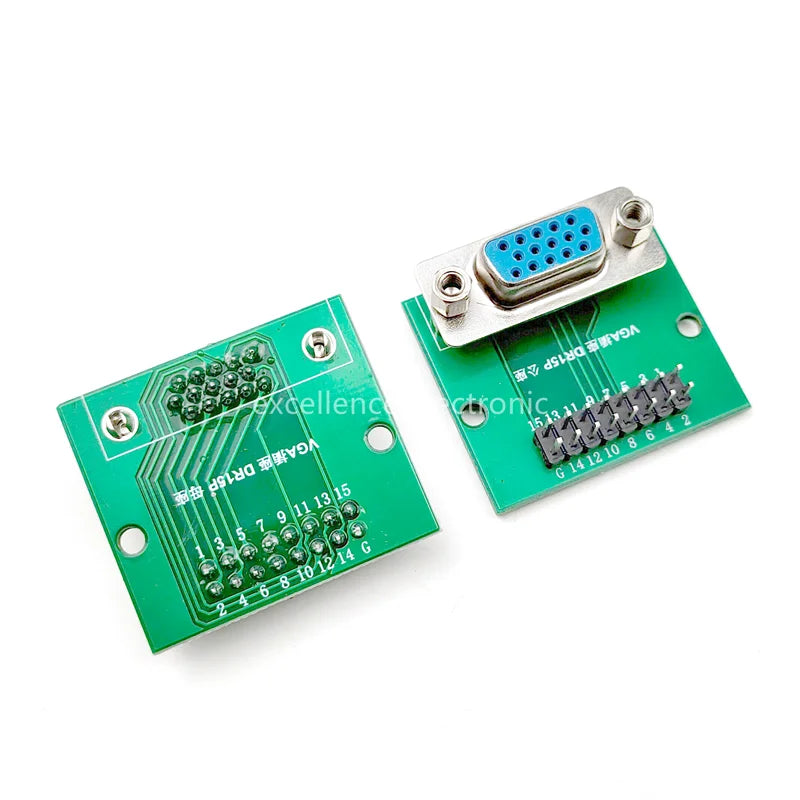 1/2/5pcs Vertical VGA D-sub DR15 Test Board with Screws, DIP 2.54mm Pitch Pin Header PCB Adapter Module, Male/Female Socket