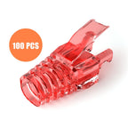 100Pcs/set RJ45 Cat6 Pass-Through Connector and Strain Relief Boot Pack, Various Colors for Crimping Modular Plugs