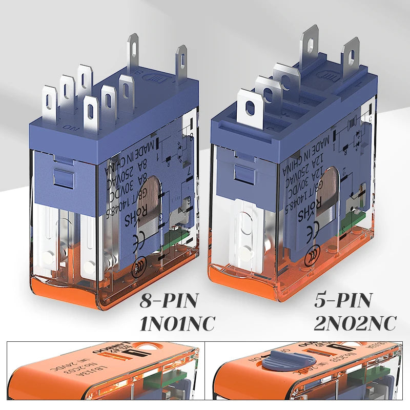 LANBOO J13A Series 5pin 8pin Intermediate Relay Auxiliary Relay 10A 12A 12V 24V 220V Custom Voltage with Test Wrench for Automot