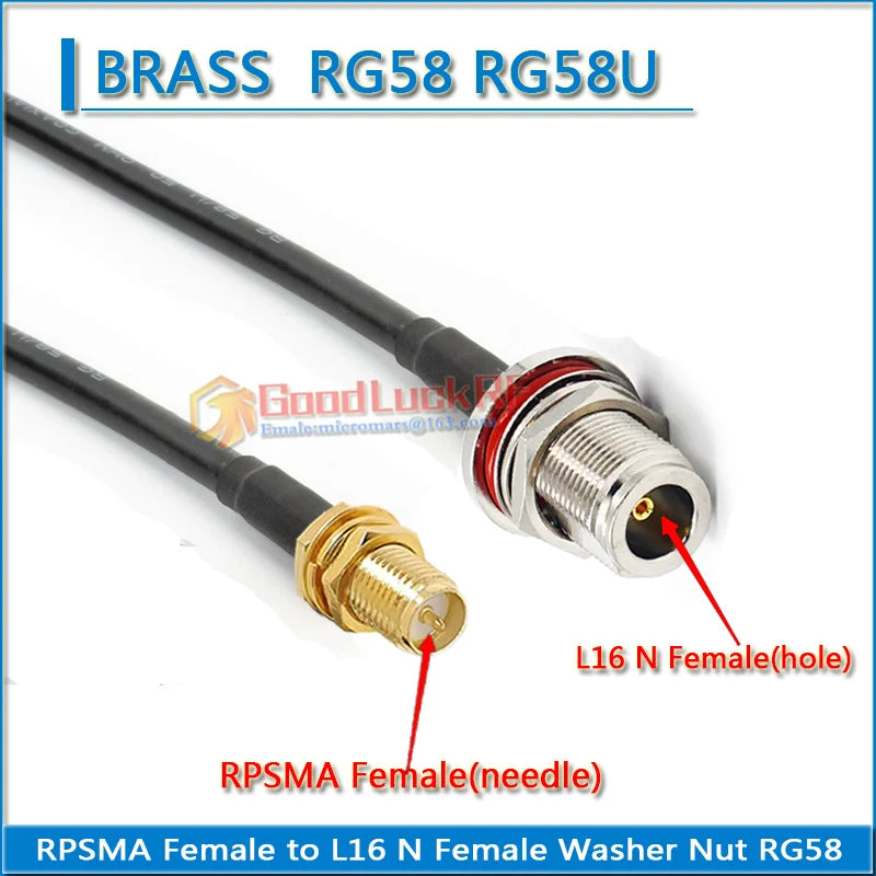L16 N Female Waterproof Washer Nut to RP-SMA RPSMA SMA Male Female Pigtail Jumper RG58 RG-58 Extend Cable RF Connector Adapter