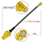 10cm/20cm/30cm U.FL Switch SMA Male Female Jack Pigtail Cable 1.37mm for PCI WIFI Card Wireless Router