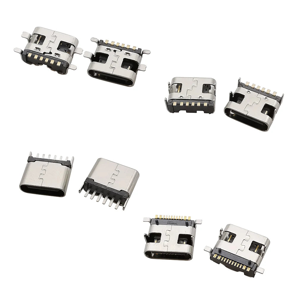 80/100Pcs Type C USB Charging Jack Welding Connectors 2Pin 6Pin 16Pin USB-C Socket For Mobile Phone PCB DIY Repair Kits