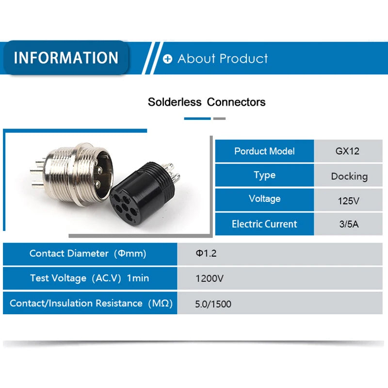 GX12 Butt Type 2/3/4/5/6/7 Pin Male&Female Docking Aviator Aviation Plug Socket Circular Connector