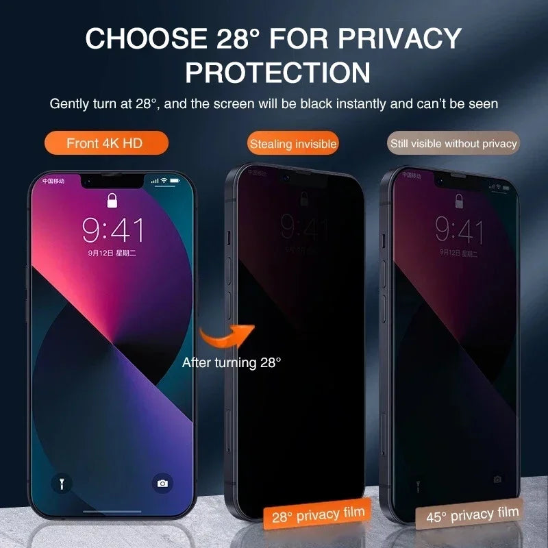 4PCS Privacy Screen Protectors for IPhone 14 15 Pro Max 7 8 16 Plus Anti-spy for IPhone 11 12 13 Pro MAX Mini XS XR X