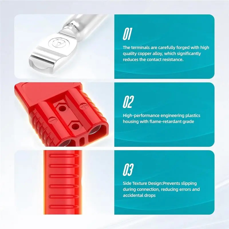 【A08I】For Anderson Plug 175A Quick Connect Kit For Winch, RV, Truck & Marine - 1/0 AWG, 12V-36V (2-Pack) - Red