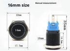 12/16/19/22MM black metal switch button self-locking latching reset power button start stop car motorcycle 6/12/24/220V on off