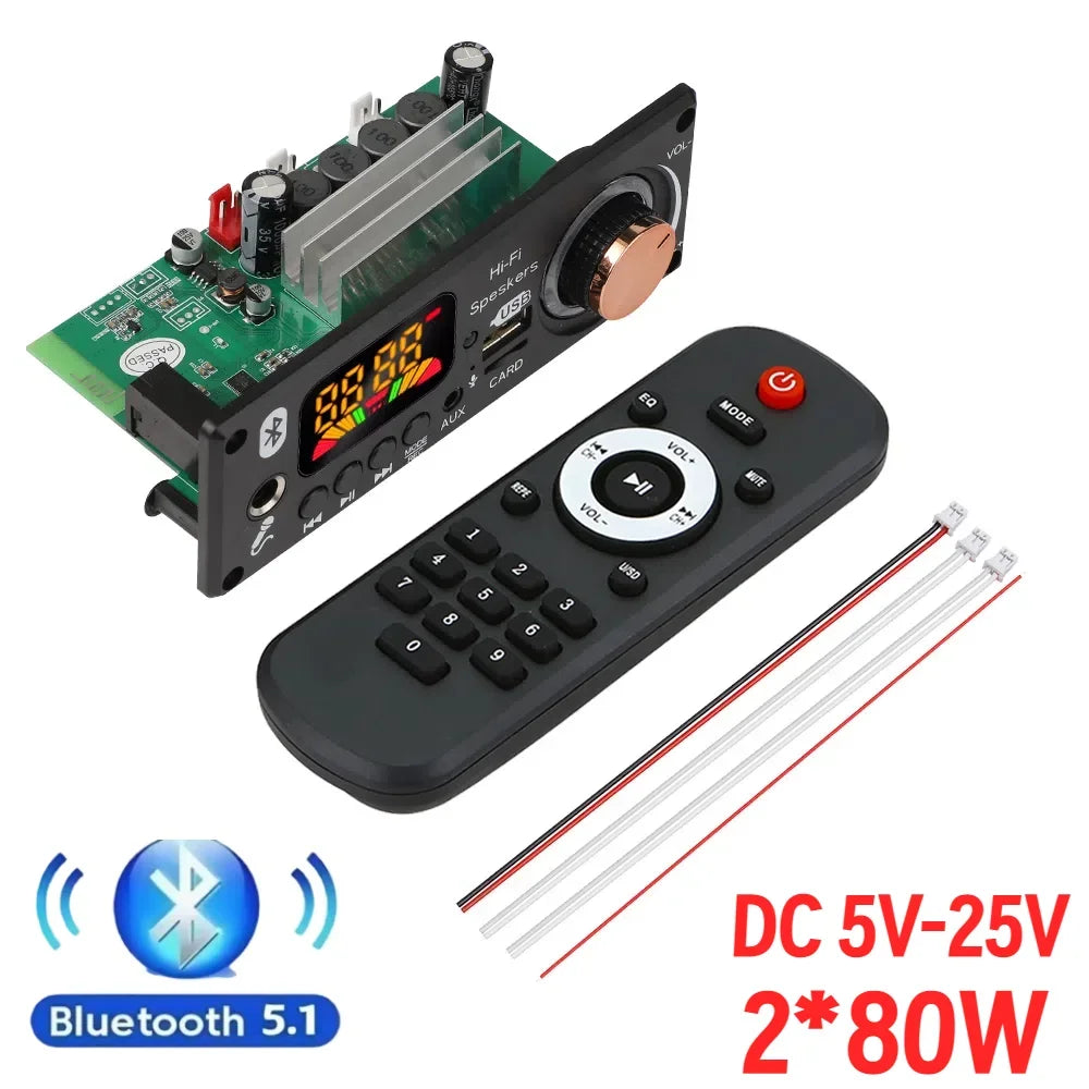 200W DIY Home Digital Amplifier MP3 Decoder Board 100W Audio Power Bluetooth 5.3 FM For Music Subwoofer Speakers Volume Control