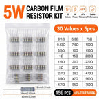 Carbon Film Resistor Kit 1/8W 1/4W 1/2W 1W 2W 3W 5W 5% 4 Band Through Hole Axial Lead Resistor DIY Electronic Components