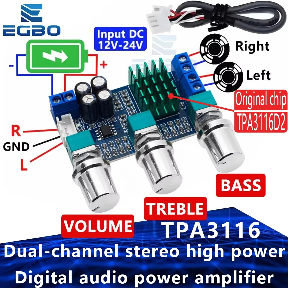 1~2PCS XH-M567 TPA3116D2 Dual-channel Stereo High Power Digital Audio Power Amplifier Board Audio Power Amplifier Board 50W*2