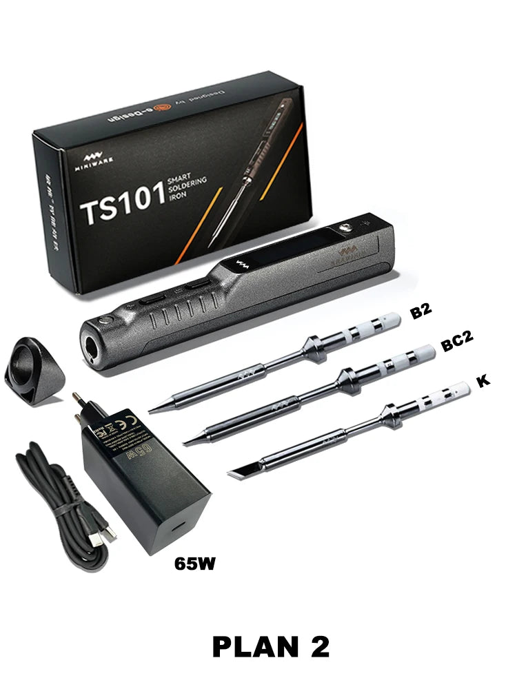 Miniware TS101 Soldering Iron Electric 65W Temperature Programmed LCD New Upgraded TS100 With Soldering Tip Set