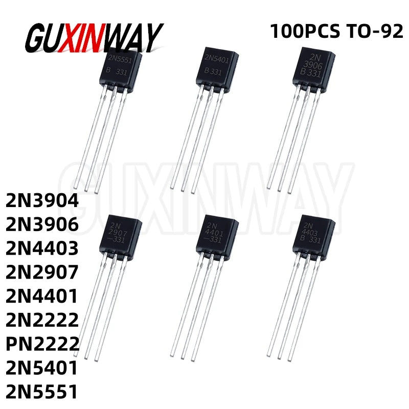 100PCS Transistor New TO92 2N3904 2N3906 2N4403 2N2907 2N4401 2N2222 PN2222 2N5401 2N5551 TO-92