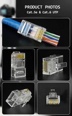 Linkwylan Cat7 Cat6 Cat5e UTP STP Pass Through Plug Network RJ45 Modular Connector 1.1/1.3/1.5mm Holes For Solid Stranded Cables