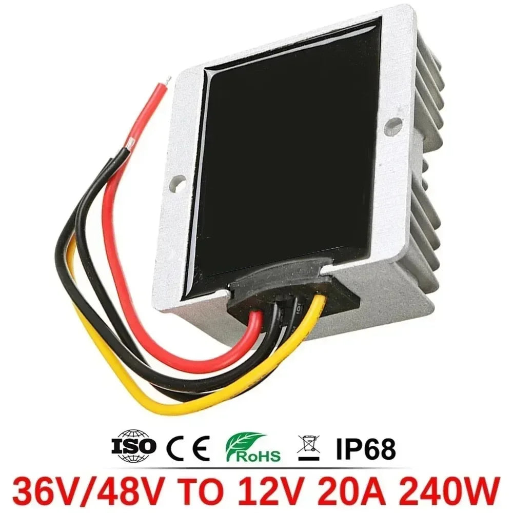 72V 60V 48V 36V 24V to 12V 5A 10A 15A 20A Buck DC-DC Power Converter 60V-12V Step-down Voltage Regulator Car Truck Boat Supply