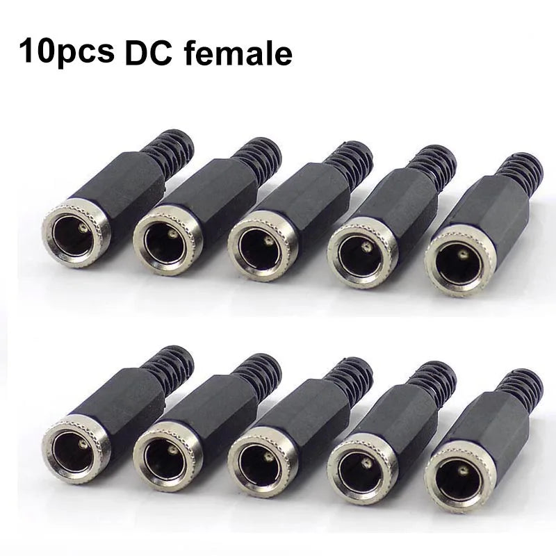 5pcs 10pcs DC female male Power Plug 5.5mm x 2.1mm Male  Female Jack Socket Adapter Connectors Set For DIY Projects Connector