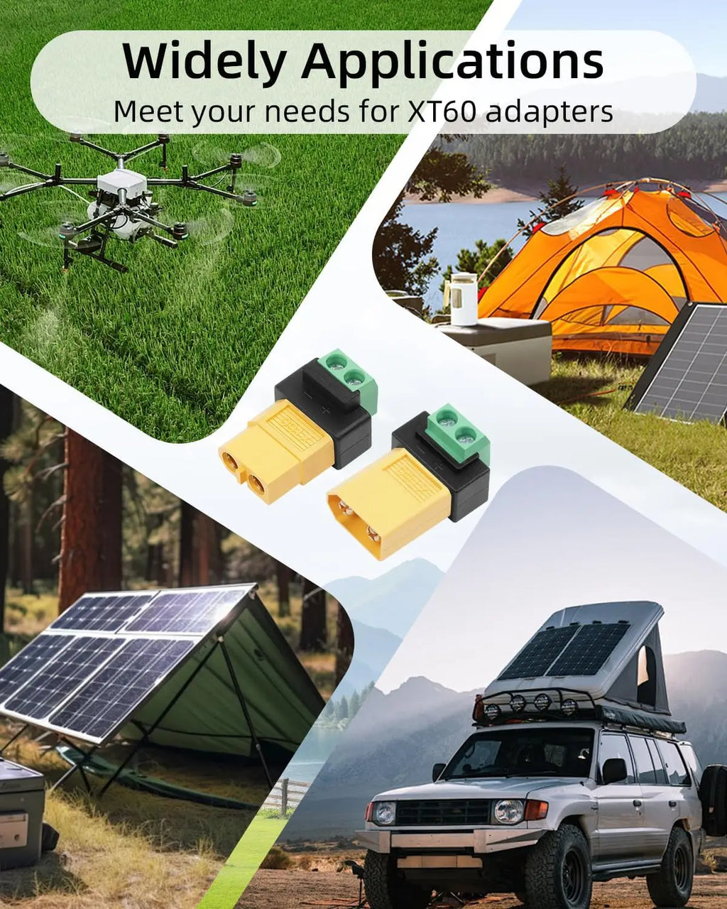XT30/XT60 Solderless Connector Male/Female To 2Pin Screw Terminal Adapter Quick Portable XT60 Bullet Connector Power Plugs