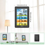 Baldr Wireless Digital Color Weather Station DCF Clock Calendar Barometer Thermometer Hygrometer Trend Forecast 3 Outdoor Sensor