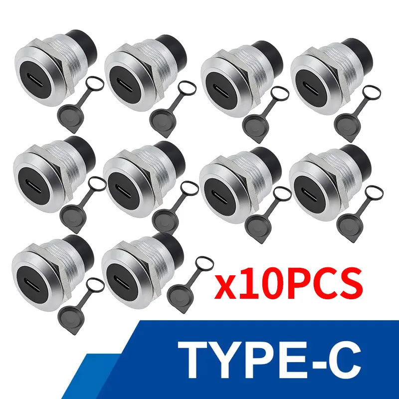 10Pcs Metal D‑Type Panel Mount Socket RJ45 CAT6 HDMI USB3.0 Straight Through Network Connector Module Round Panel Mount Adapter