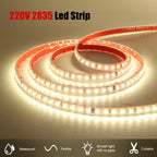 AC 2835 Led Strip Lights Dimmable 220V 230V 120 LEDs/m 0.5m 1m 2m 5m 10m 20m 50m Waterproof High Brightness Diode Tape Adhesive
