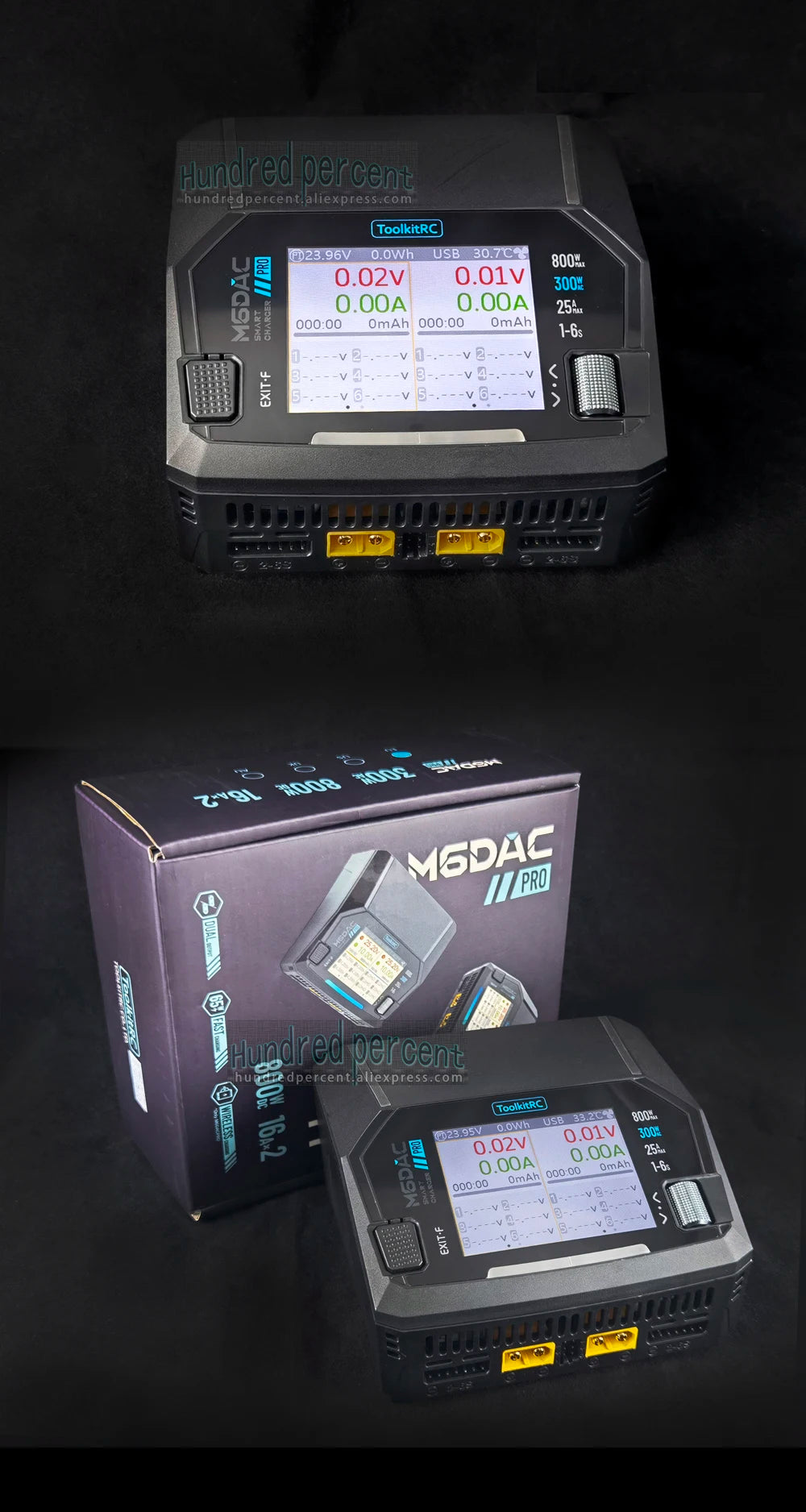 ToolkitRC M6DAC PRO V2 Intelligent Charger Dual Channel AC 200W DC 800W 16A Lithium Battery 1S 2S 3S 4S 5S 6S LiHV Lipo PD65W