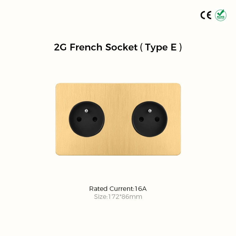 Avoir Gold Rocker Toggle Switch Brass Lever Switch Home Accessories Cat6 Type C EU Sockets And Switches 220V Push Button 86 Type