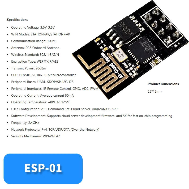 ESP01 Programmer Adapter USB to ESP8266 ESP01S Downloader with Auto Download Function CH340 for Arduino DIY Projects