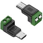 Type C Male Female Micro USB5V/9V/12V To 2Pin No Solder Green Terminal Adapter Quick Connection Head for Charging Phones Tablets