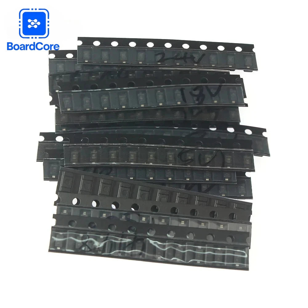 150PCS 0805 1206 Zener Diode Kit 15 Values 3.3V-15V in Mixed SMD Packages (SOD-123, SOD-323) for DIY Projects