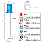 500Pcs Box 5mm LED Diode Yellow Red Blue Green White Assortment Light DIY Kit Light Emitting Diode Set