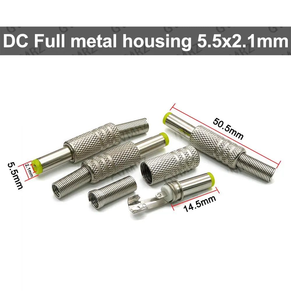 5PCS 5.5x2.1mm/5.5mm x 2.5mm DC099 Metal DC Power Male Plug Jack Connector with Spring DC-099 Yellow Head 5.5*2.1/5.5*2.5 DC099