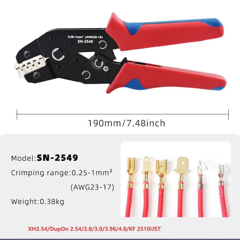 SN58B/48B/2549 DuPont Terminal Crimping Plier Insert Spring Connectors Jst Open Barrel Crimper Tool TAB 2.8 4.8  Hand Tool