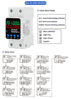 GTRIC Voltage Protection Relay Din Rail Over Under Voltage Protector 230VAC 40A 63A Adjustable Voltage Current Protection Device