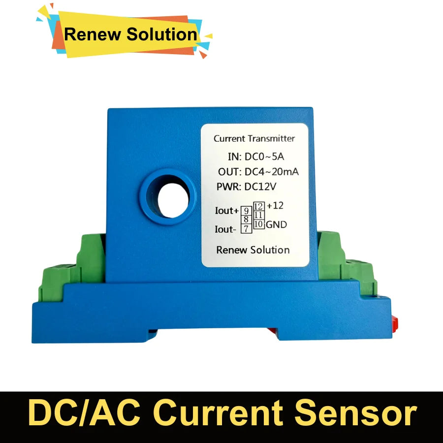 Hall Current Sensor AC 5A 10A 20A 50A 200A Transmitter 4-20mA 0-10V RS485 Output Ampere Transducer Current Transformer